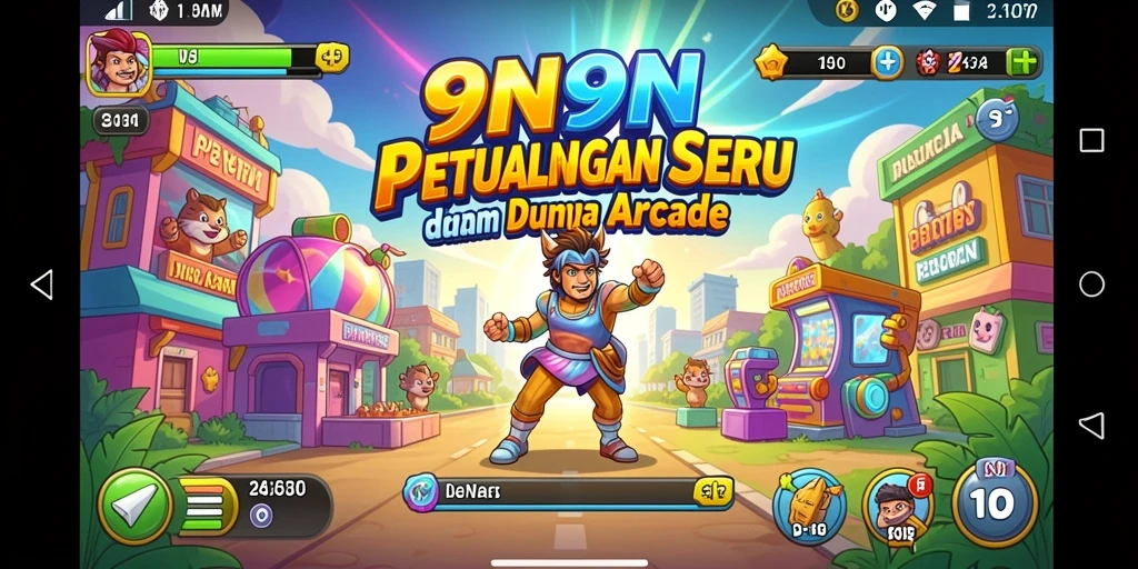 Tampilan gameplay seru dari 9N9N dengan karakter yang beraksi.