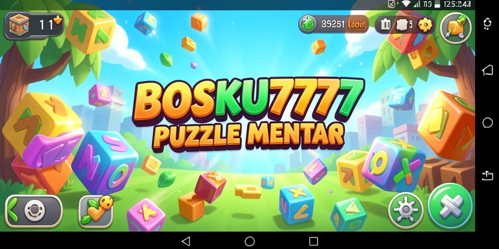 Screenshot gameplay BOSKU777 menampilkan teka-teki menarik dan grafik cerah.