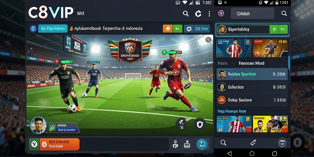 Screenshot utama C8VIP menampilkan aksi taruhan olahraga yang seru.