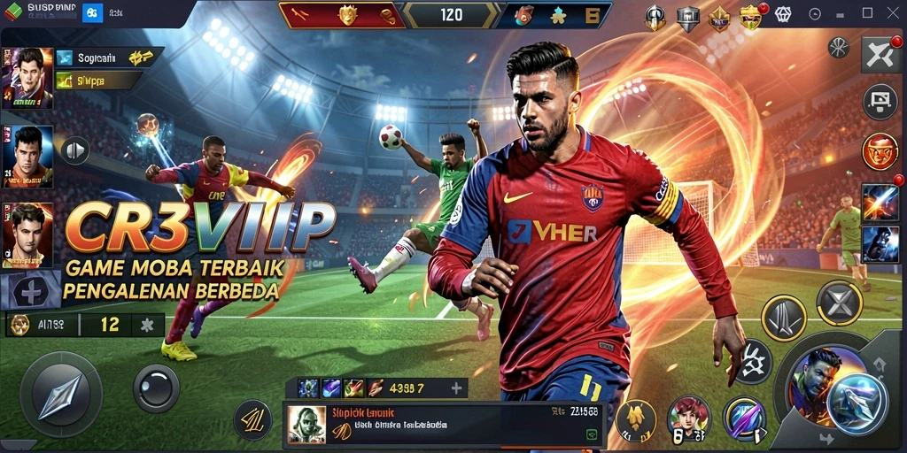 Tangkapan layar utama gameplay CR7VIP yang menampilkan pertarungan seru di arena MOBA.