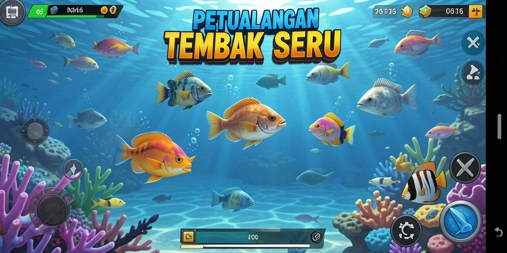 Screenshot gameplay D06 menampilkan keseruan menembak ikan.