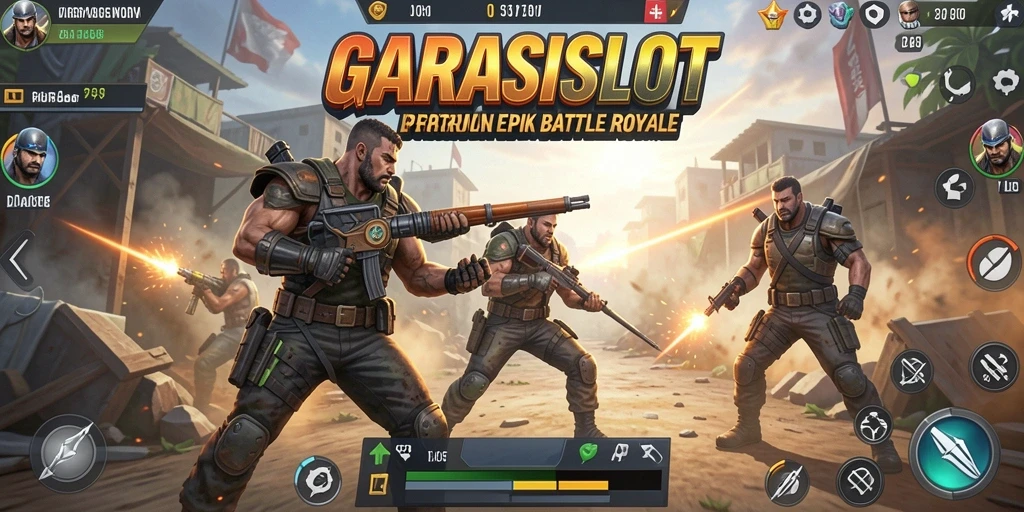 Gameplay seru GARASISLOT dengan aksi Battle Royale yang mendebarkan.