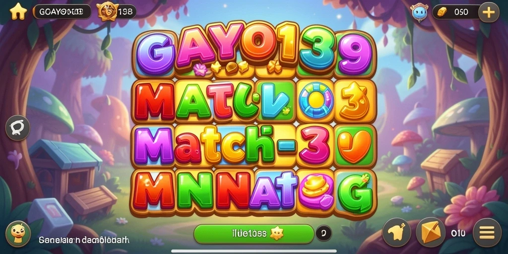 Screenshot GAYO138 menampilkan gameplay Match-3 yang seru.