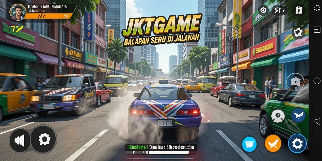 Tampilan gameplay JKTGAME yang mendebarkan dalam balapan.
