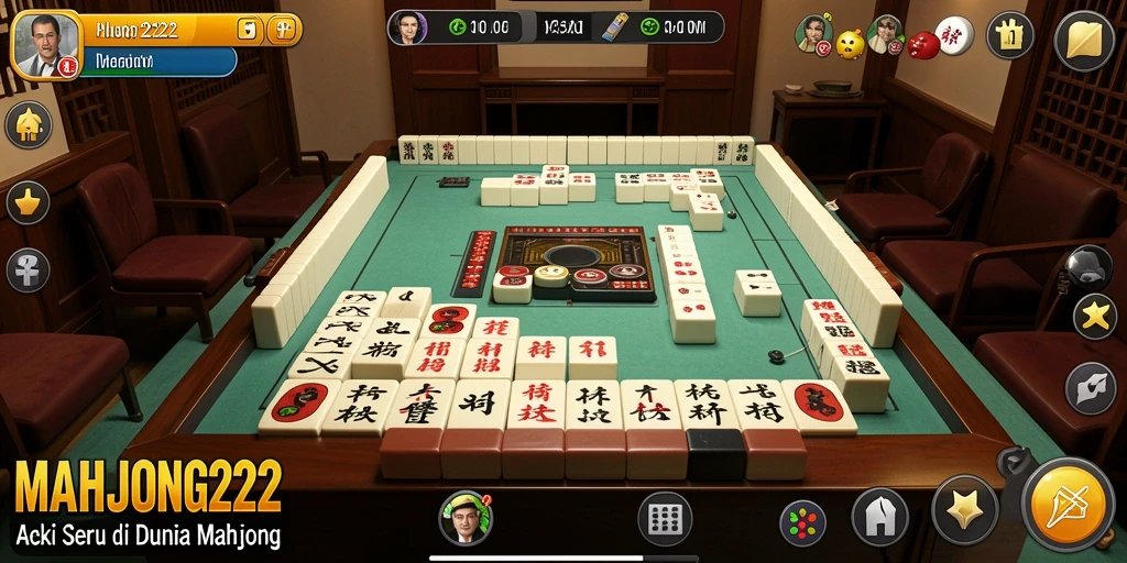 Tampilan aksi seru dalam gameplay MAHJONG222.