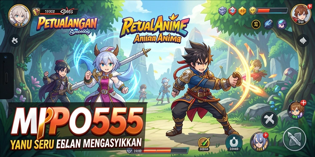 Tampilan gameplay MPO555 yang penuh aksi dan karakter unik.