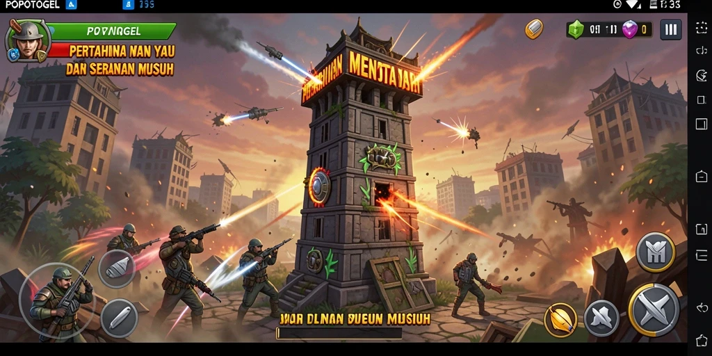 Tampilan menarik dari gameplay Tower Defense POPOTOGEL yang penuh tantangan.