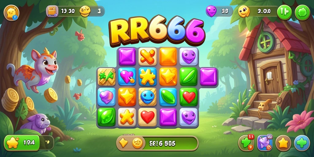 Screenshot gameplay Match-3 RR666 yang menarik dan penuh warna.