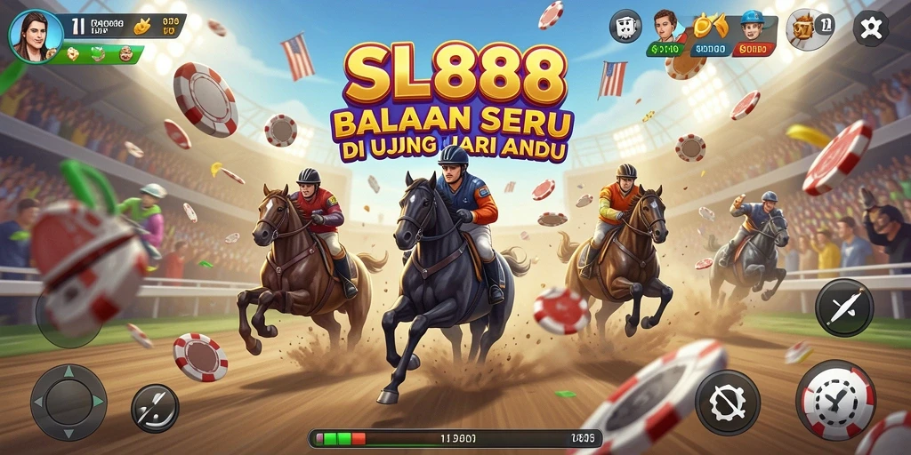 Tangkapan layar utama dari gameplay balapan SL888 yang menegangkan.